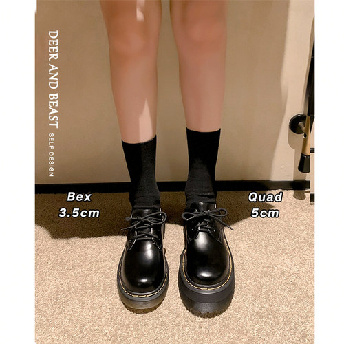 英伦风厚底小皮鞋女百搭系带单鞋