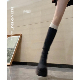 女士长筒骑士靴弹力长靴超火绝美2025早秋女款巨好看的靴子全牛皮