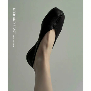 羊皮版~真皮复古小众平底浅口芭蕾单鞋女分趾鞋猪蹄马蹄玛丽珍鞋