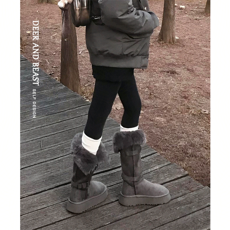 灰色雪地靴女款2025新款冬季