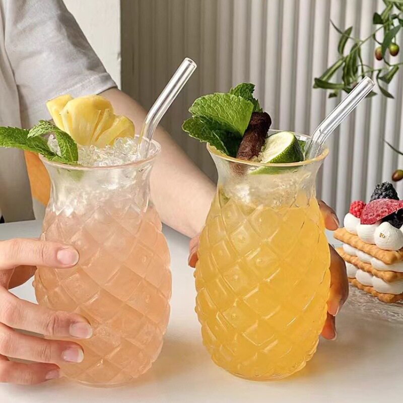 创意浮雕菠萝玻璃杯餐厅果汁杯冷搞怪杯子