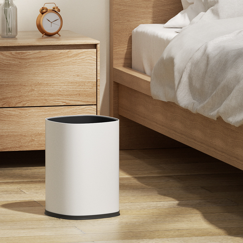 不锈钢无盖垃圾桶家用脚踏式客厅厨房大号高颜值商用酒店轻奢双层