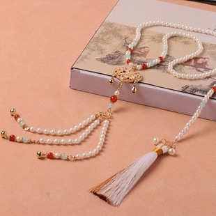 明制长璎珞背云古风汉服马面裙项链复古国风合金平安锁吊坠颈饰