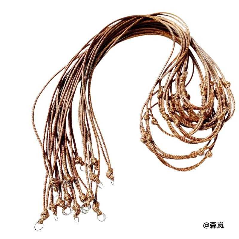 链子80cm手工半成品挂吊坠绳带圆环棕色蜡皮绳成品挂绳蜡绳