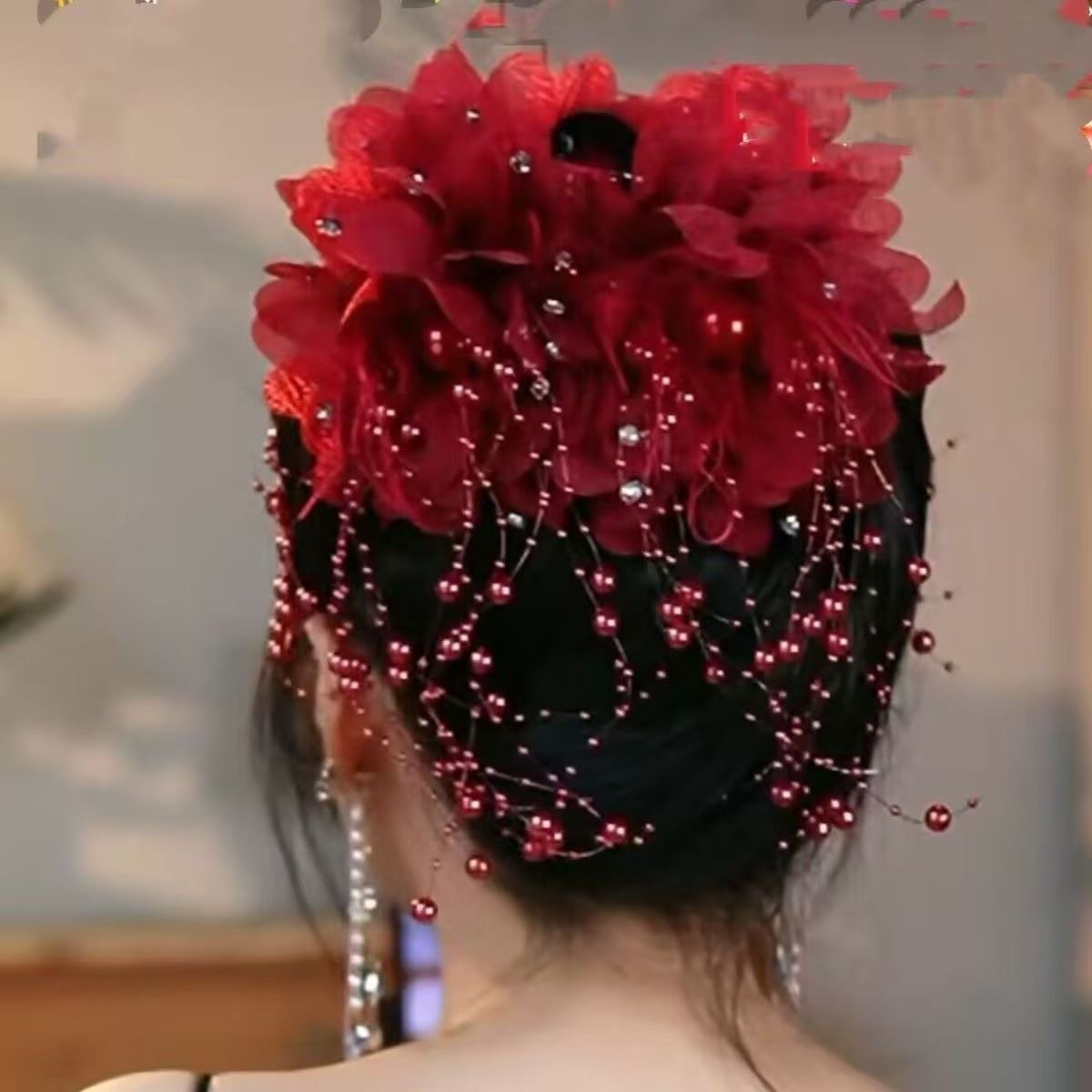 中老年红色流苏抓夹舞台头饰喜庆配饰节日后脑勺发饰抖音发夹古风,服饰配件/皮带/帽子/围巾,新娘头饰,淘宝优惠券,粉丝福利购,淘宝优惠卷
