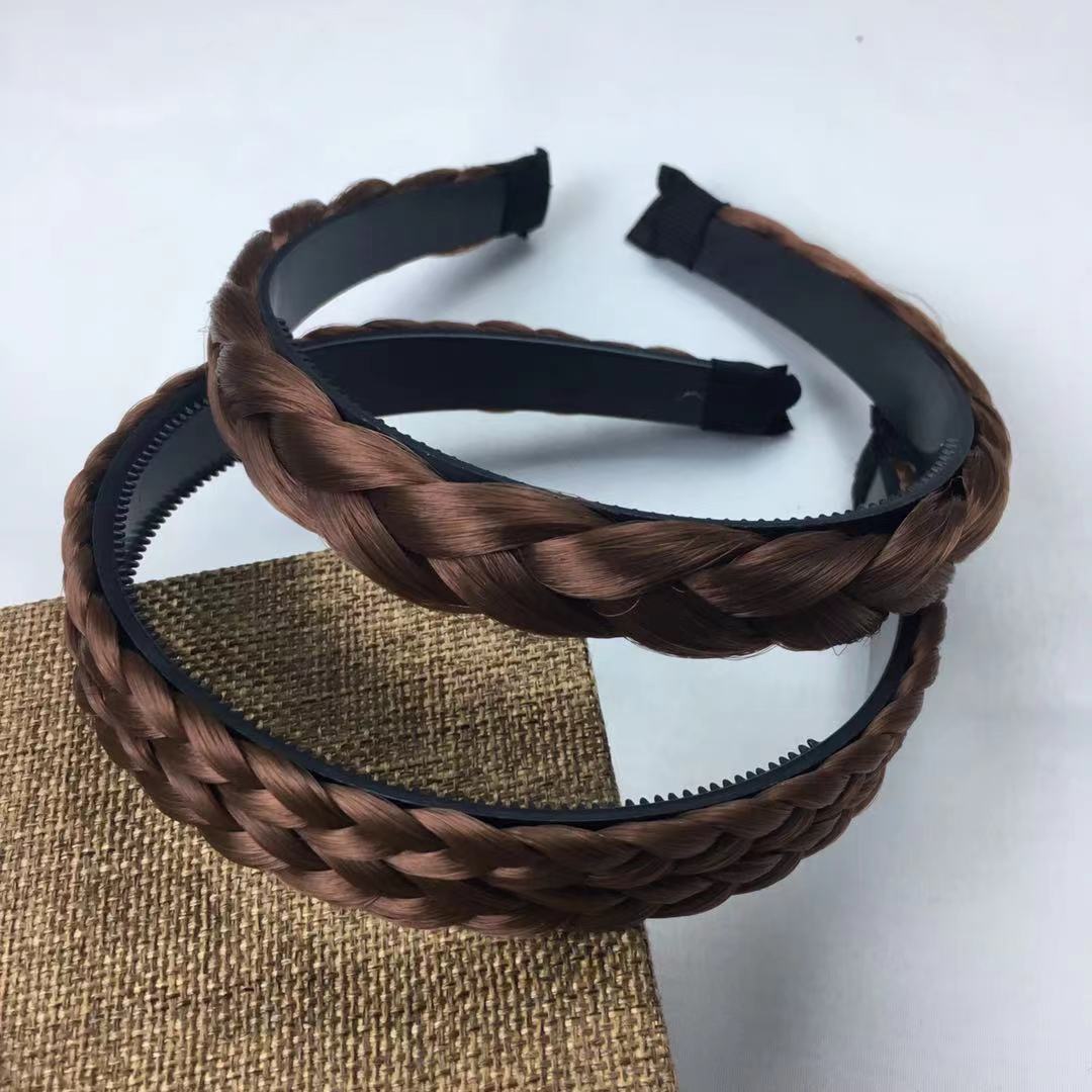 假发麻花辫发箍韩国饰品宽边头箍高颅顶显发量压发自然黑成人发箍