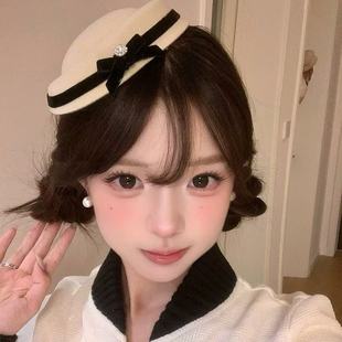 富家千金帽子蝴蝶结头饰水手礼帽千金发夹少女英伦海军风老钱风