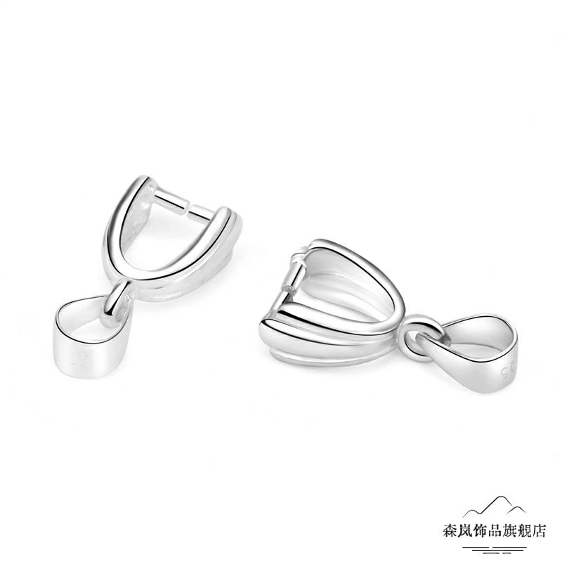 新款 吊坠饰品玉坠玉扣纯银瓜子扣挂钩翡翠夹扣夹扣吊扣佛像手 - 实物图