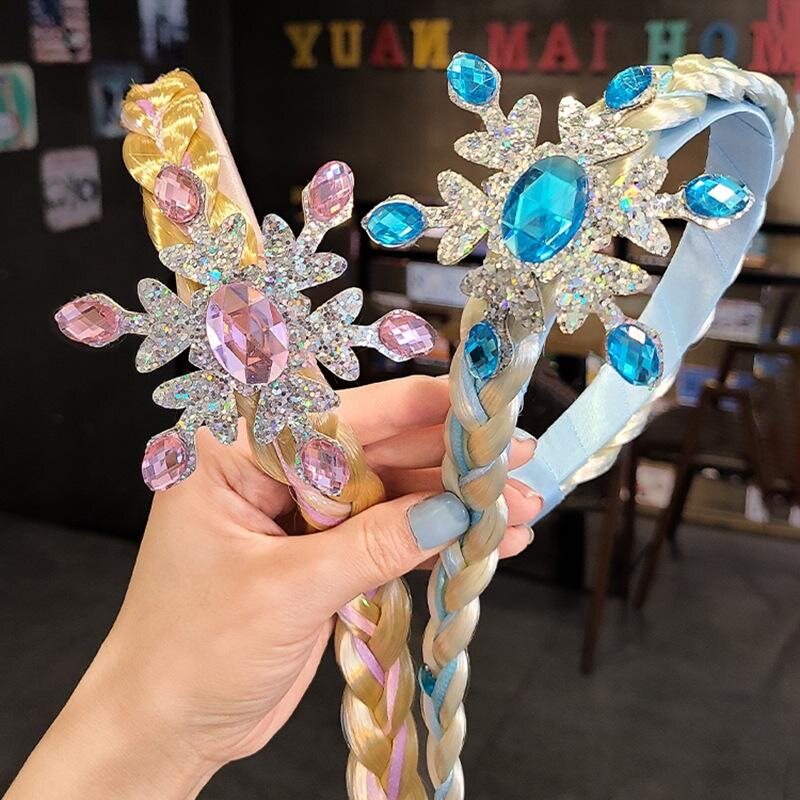 皇冠公主王冠艾莎假发辫冰雪皇后头饰头箍女宝宝拍照长裙皇冠表演
