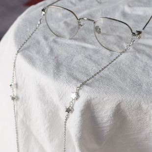 吊坠新款时尚白K色链子眼镜百搭星星墨镜眼镜链装饰挂脖气质挂链