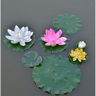模型水上漂荷叶荷花假花睡莲摆件漂浮池塘水中莲花水池仿真花水面