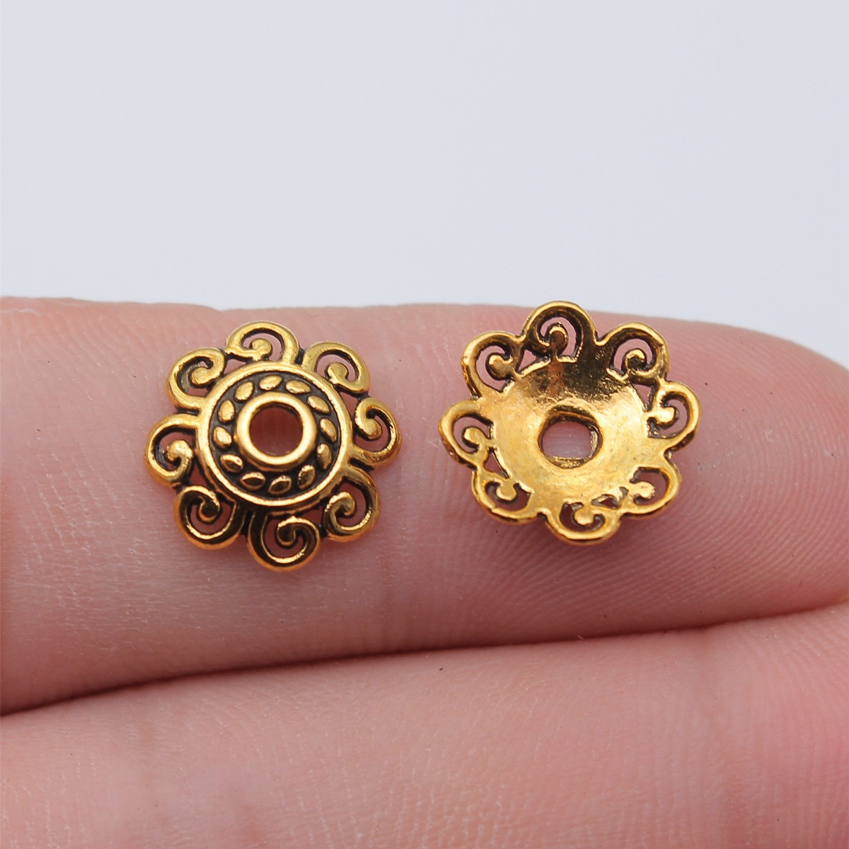 手工材料花帽隔片古金水晶珠子散珠diy串珠宝莲花花托配件垫片