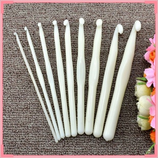 白色亚克力钩针diy 塑料花边针蕾丝针编织工具 塑料钩针
