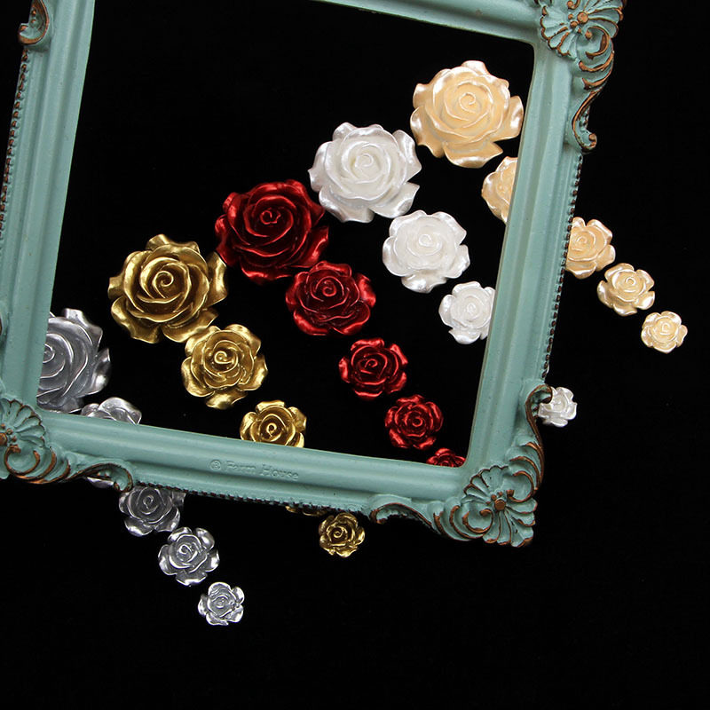 珠光5色玫瑰花diy材料珠光白创意香槟色玫瑰花树脂材料烤漆