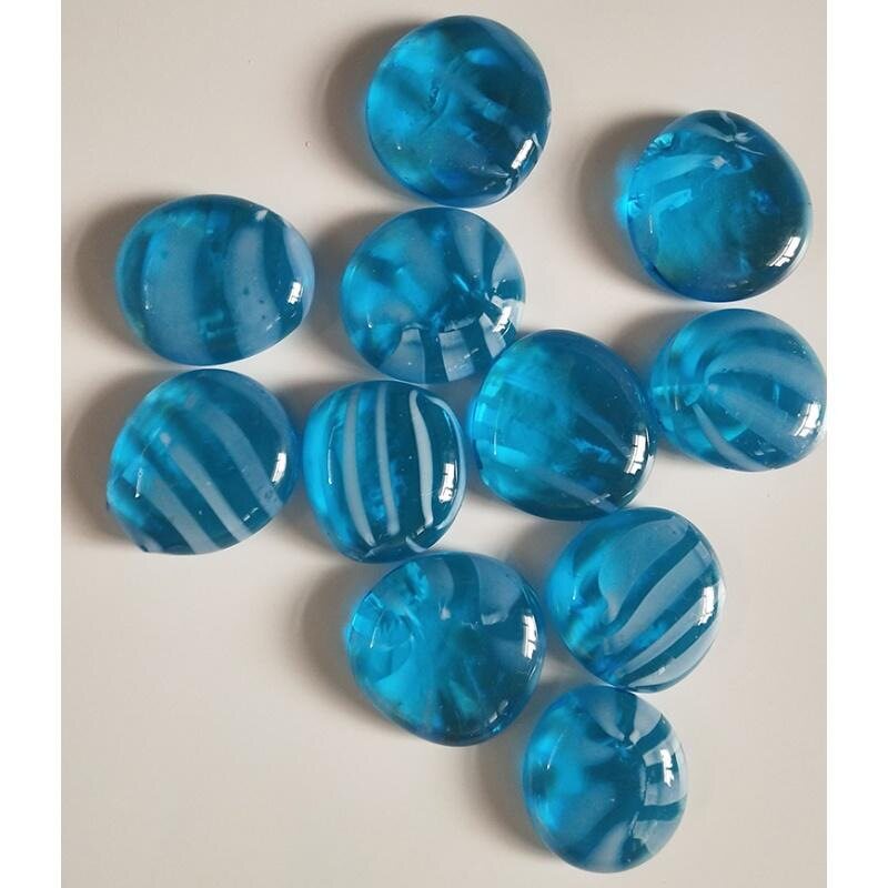 包邮彩色玻璃石玻璃扁珠鹅卵石石头贝壳地台金鱼缸水族造景雨花石