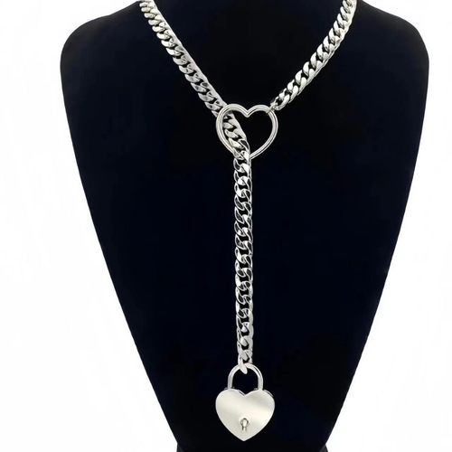 简约项链男女金属潮人欧美桃心复古嘻哈链条定情信物情侣个性百搭