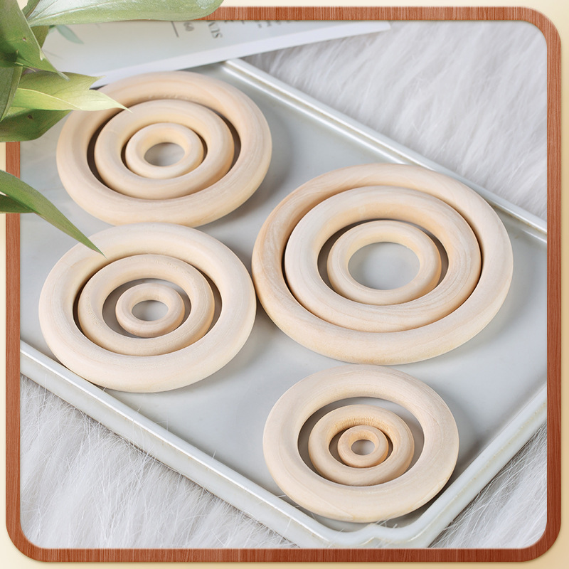 diy创意手袋编织木环配件手工圆环原木色木圈捕梦网木质饰品