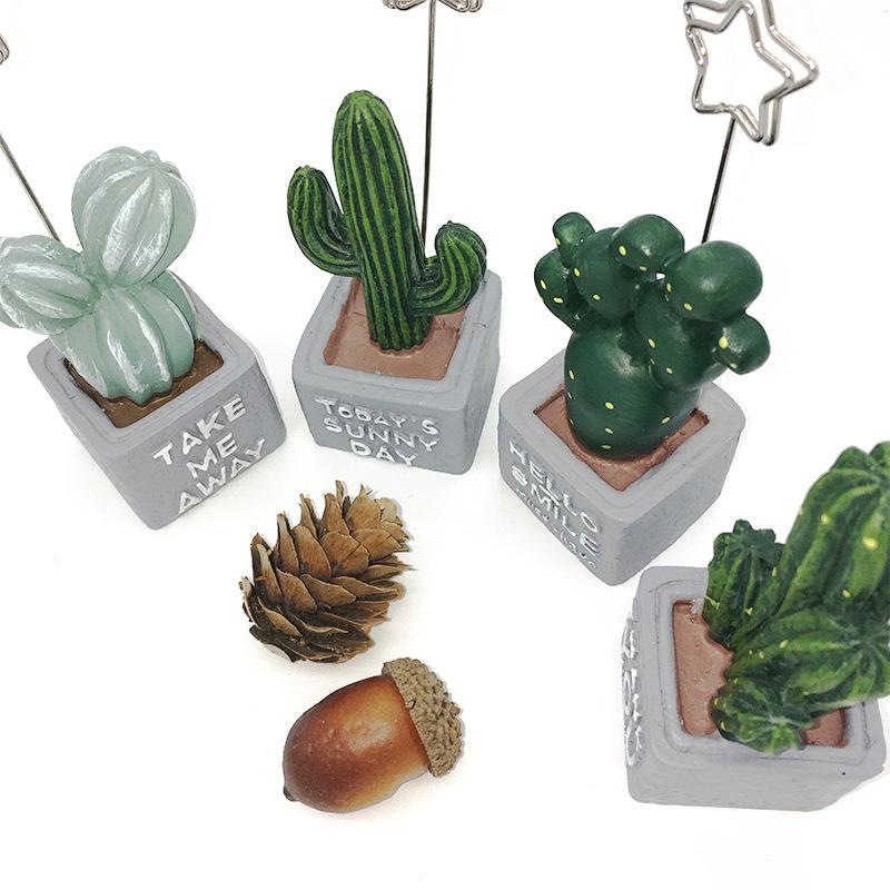 支架名片举牌标签复古个性照片夹小夹子便条办公绿植留言夹仙人掌