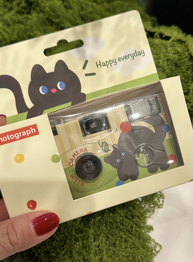创意小黑猫一次性胶片相机傻瓜复古菲林胶卷机学生党生日礼物女生