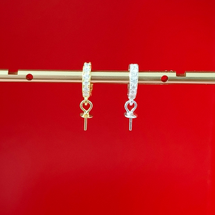 S925纯银DIY珍珠吊坠万能扣扣头吊坠不掉色纯银镀18K黄金色高级