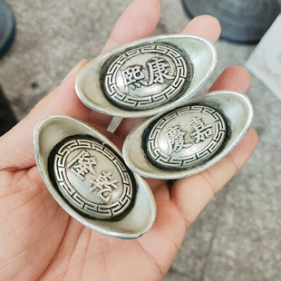仿古镀银带蜂窝银锭银元宝影视道具大清船锭元宝库银实心客厅摆件