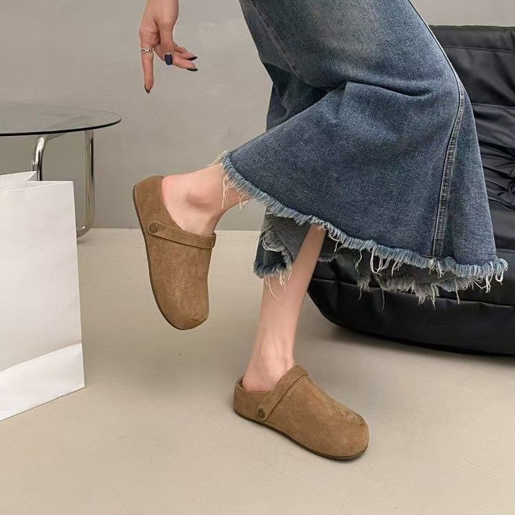 厚底勃肯包头半拖鞋女外穿一脚蹬增高夏秋季2025新款配裙勃肯单鞋