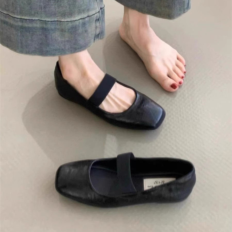 法式复古玛丽珍鞋女2025新款方头软底芭蕾舞奶奶鞋一字带平底单鞋
