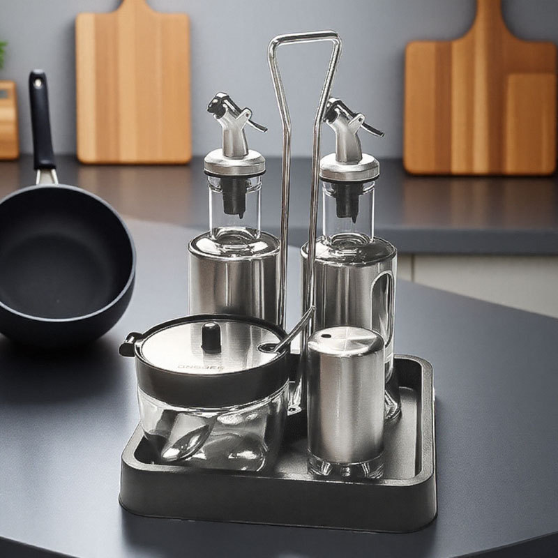 2025新款玻璃防漏油壶轻奢调料组合套装调料味瓶罐厨房商用高颜值