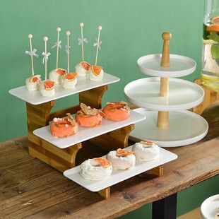 陶瓷甜品台田园蛋糕盘婚庆自助蛋糕架冷餐茶歇托盘露营水果展示架