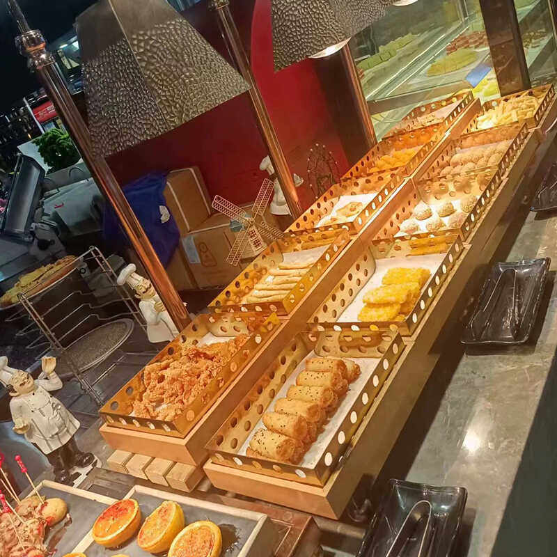 自助餐厅明档创意展示盘店商用炸品档展示餐具玫瑰金高档炸品套装