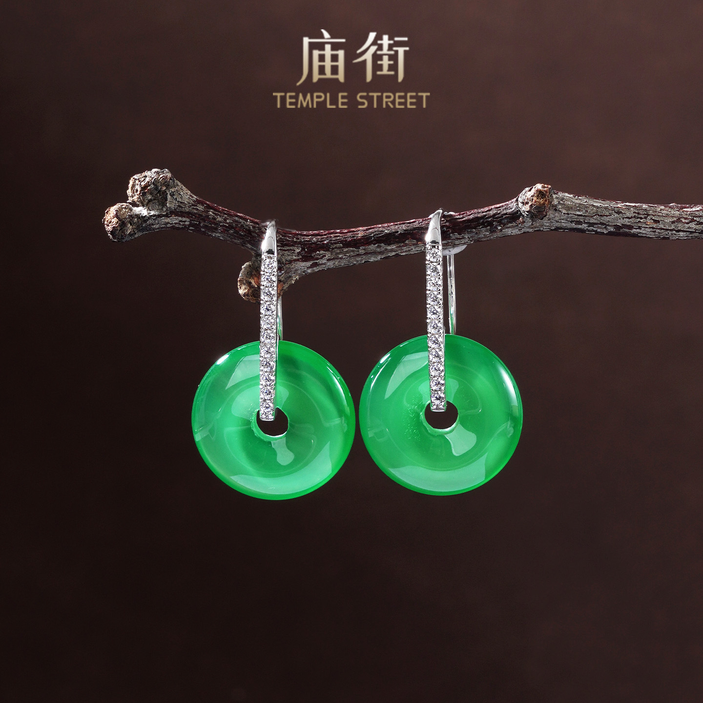 庙街珠宝玉髓平安扣耳环（多样性发一）