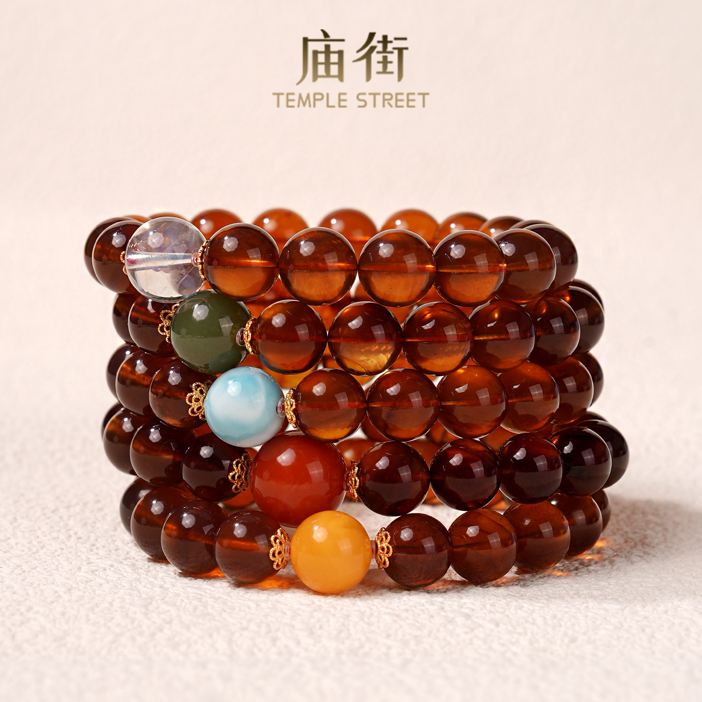 庙街珠宝琥珀DIY五行手串（多样性发一）