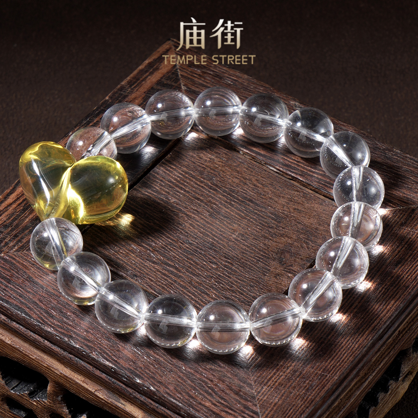 墨西哥蓝珀屁桃白水晶手串（多样性发一）