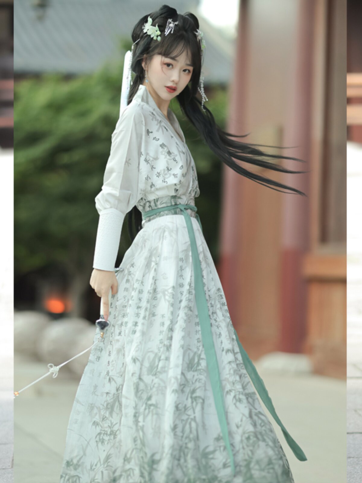 원래 ZHUJIAN 언어 HANFU 남성과 여성을 위한 동일한 스타일 허리 길이 중국 스타일 횡포한 커플 스타일 서예 무술 고대 의상 일상 용도로 다양하게 사용 가능