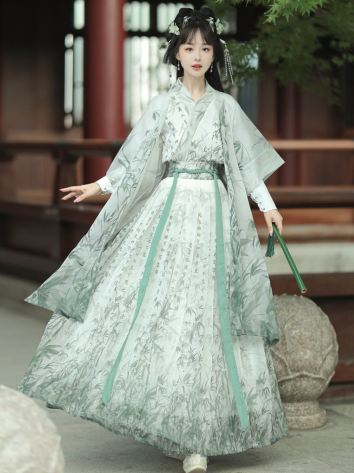 원래 ZHUJIAN 언어 HANFU 남성과 여성을 위한 동일한 스타일 허리 길이 중국 스타일 횡포한 커플 스타일 서예 무술 고대 의상 일상 용도로 다양하게 사용 가능