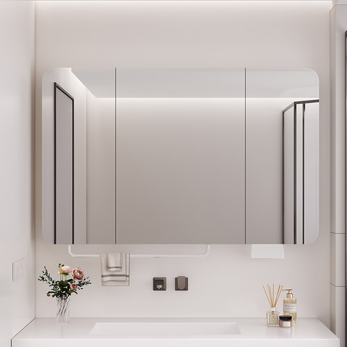 太空铝圆弧智能浴室镜柜