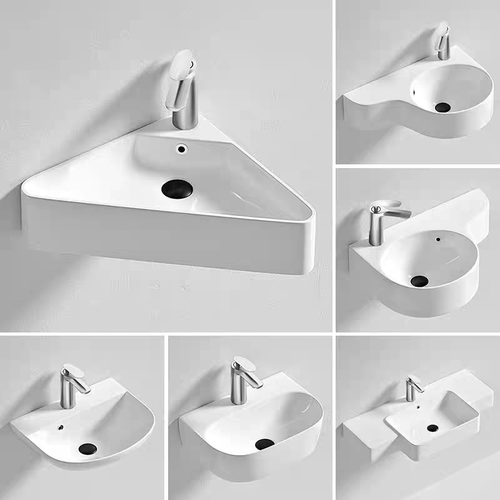 小户型挂墙式陶瓷洗手盆三角盆