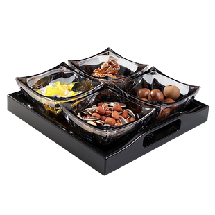 家用客厅坚果盒玻璃水果分格果盘甜点零食摆放盘点心盘子干果碗