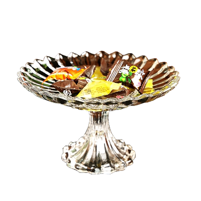 恬汇玻璃莲花高脚创意果盘