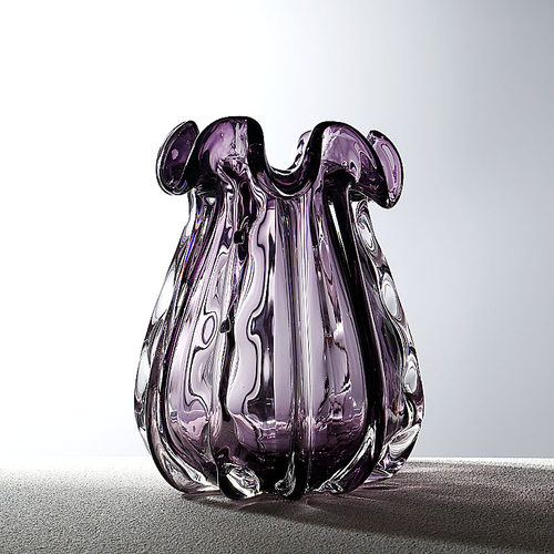 轻奢紫色大肚琉璃花瓶创意钱袋子客厅玄关装饰摆件水养绿植插花器