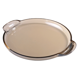 欧式圆形水晶玻璃家用收纳托盘储水茶盘放水杯盘放切好的水果盘