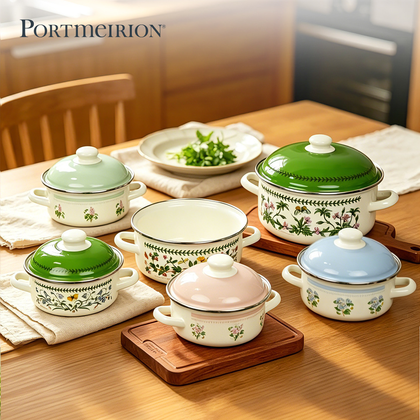 Portmeirion英国波特美林进口搪瓷珐琅锅家用煲汤炖锅焖烧锅带盖