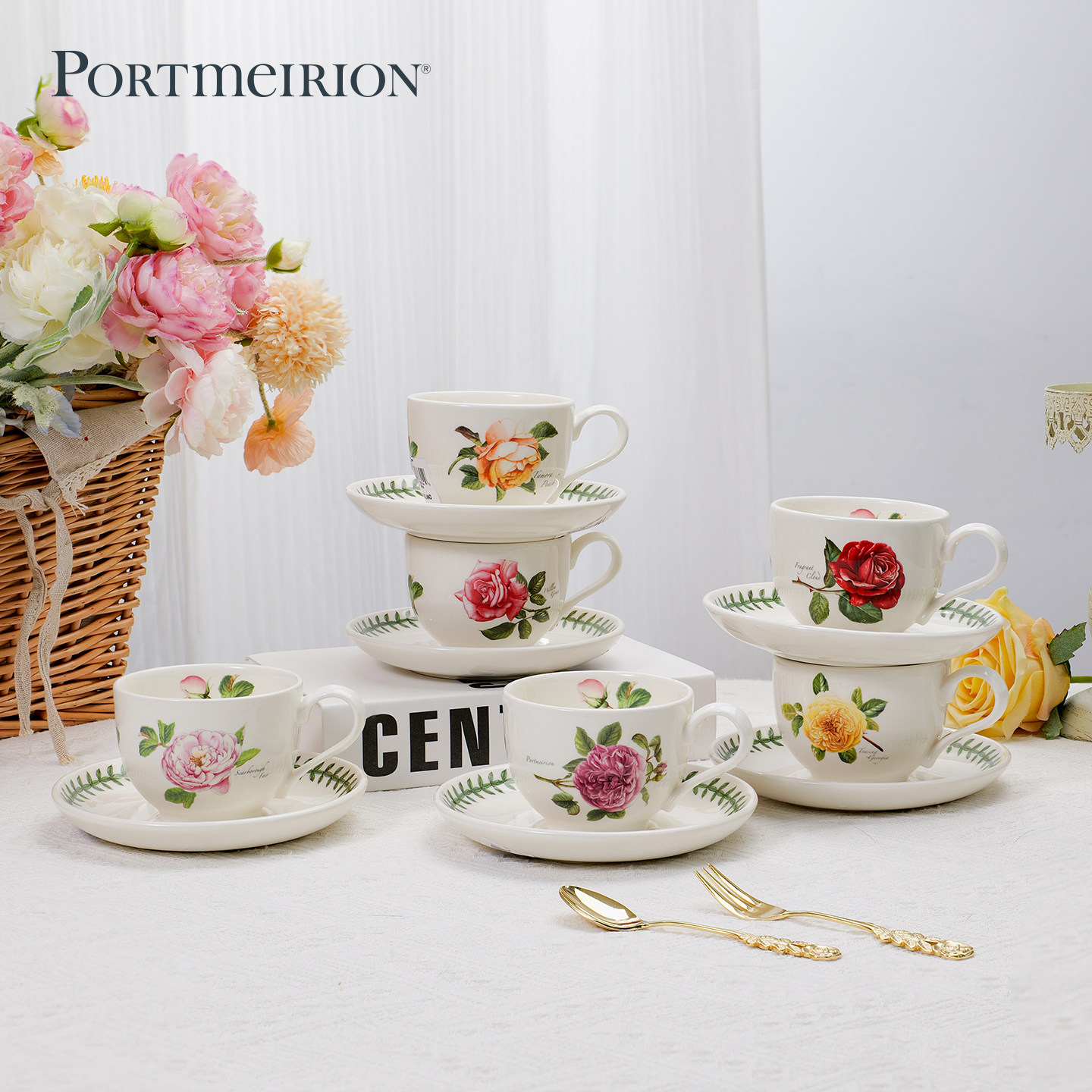 Portmeirion波特美林英国进口陶瓷咖啡杯套装拿铁杯茶杯碟燕麦杯