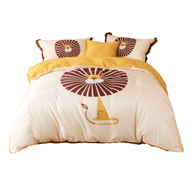 水星儿童四件套卡通长绒棉