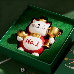 创意招财猫摆件网红个性 饰品家居礼物 No.1冠军奖杯装