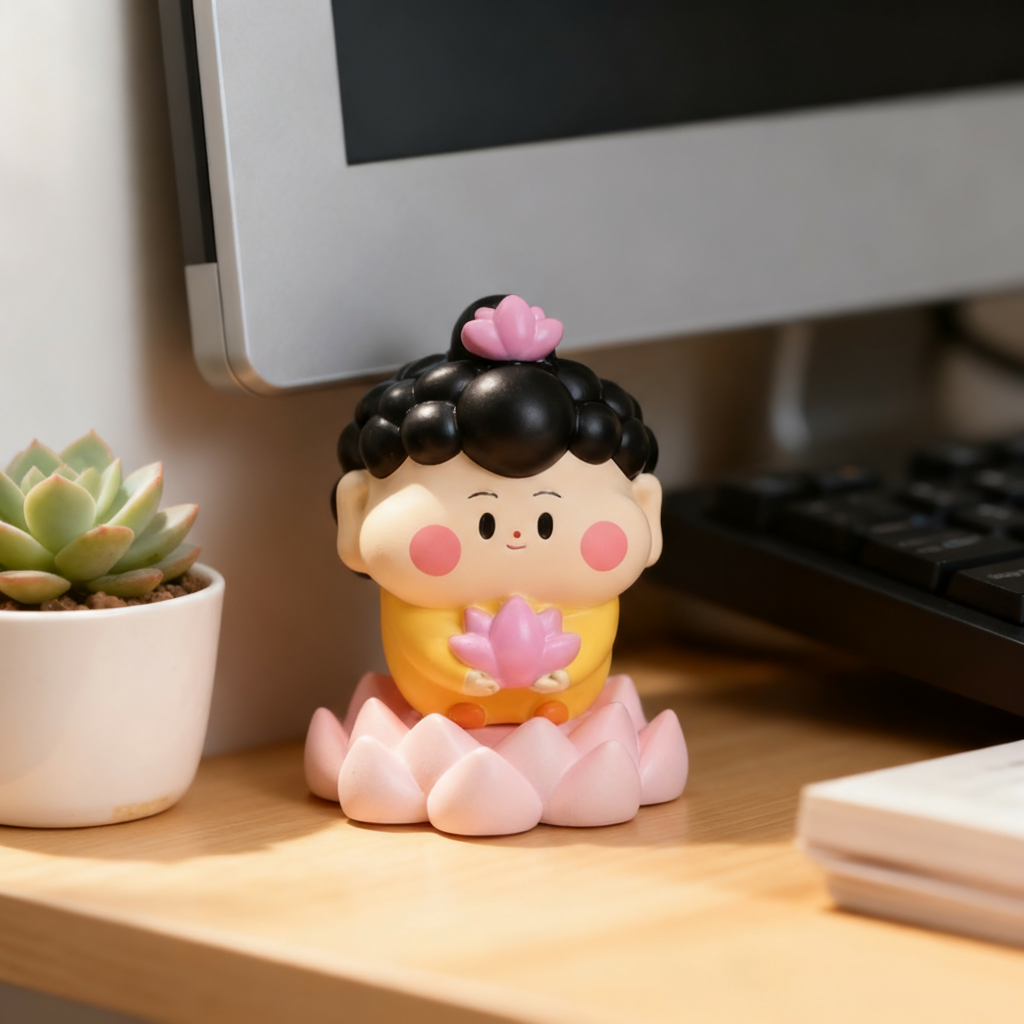 可爱佛祖毛绒桌面解压挂件