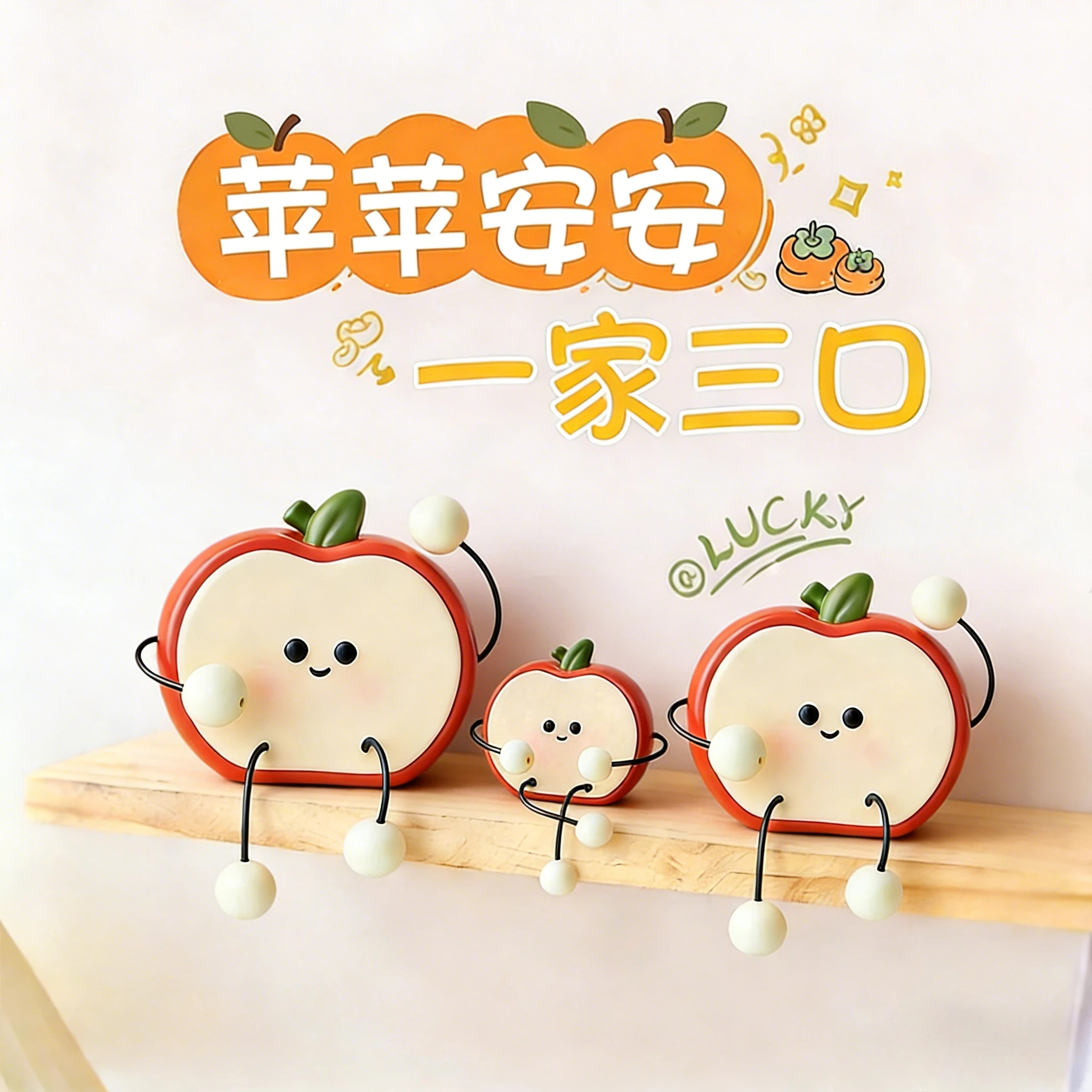 可爱水果吊脚娃娃一家三口摆件桌面洞洞板电视柜装饰品送乔迁礼物,家居饰品,装饰摆件,淘宝优惠券,粉丝福利购,淘宝优惠卷