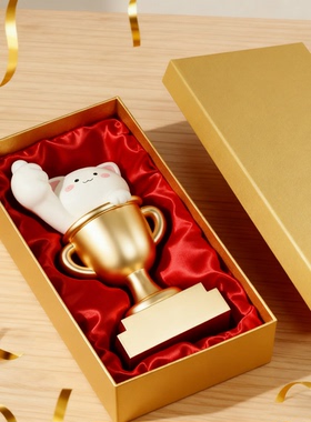 可爱卡通动物奖杯造型装饰摆件