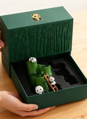 可爱熊猫造型装饰摆件礼盒套装