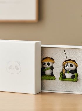 可爱熊猫桌面摆件礼品盒装